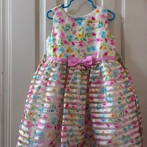 Jona Michelle Pastel Floral Sleeveless Dress with Pink & Yellow Accents